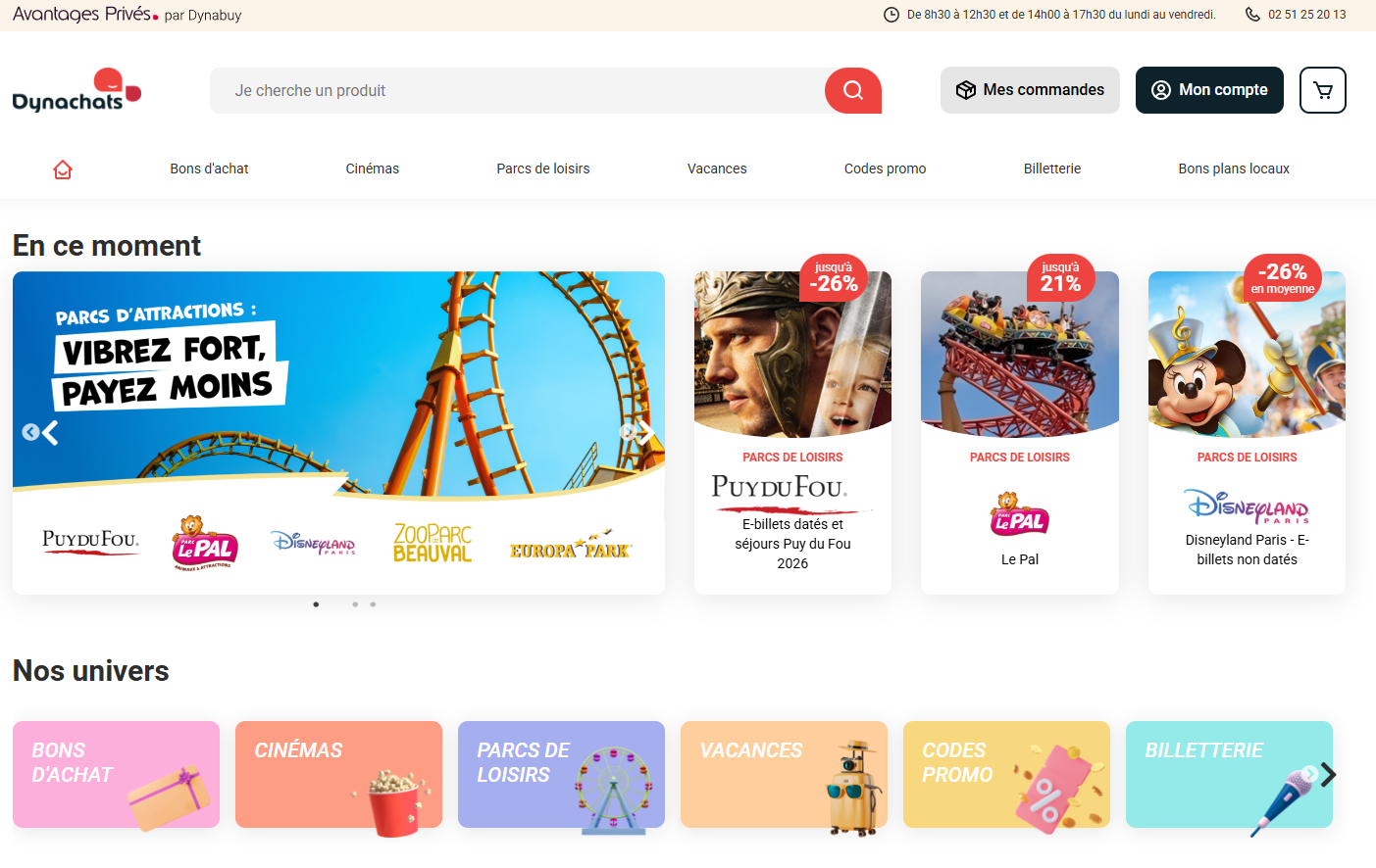 Interface de la plateforme Avantages Privés Dynabuy